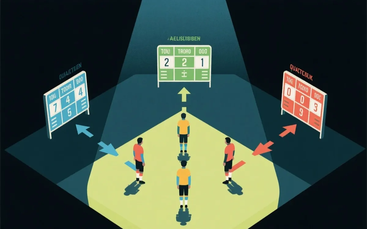 三队小组赛场景推演：两场定生死、净胜球与进球数的博弈示意